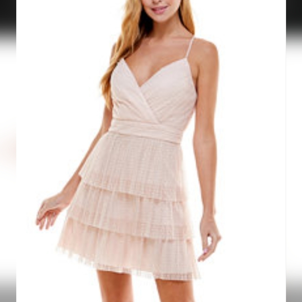 City Studio Light Pink Layered Mini Dress